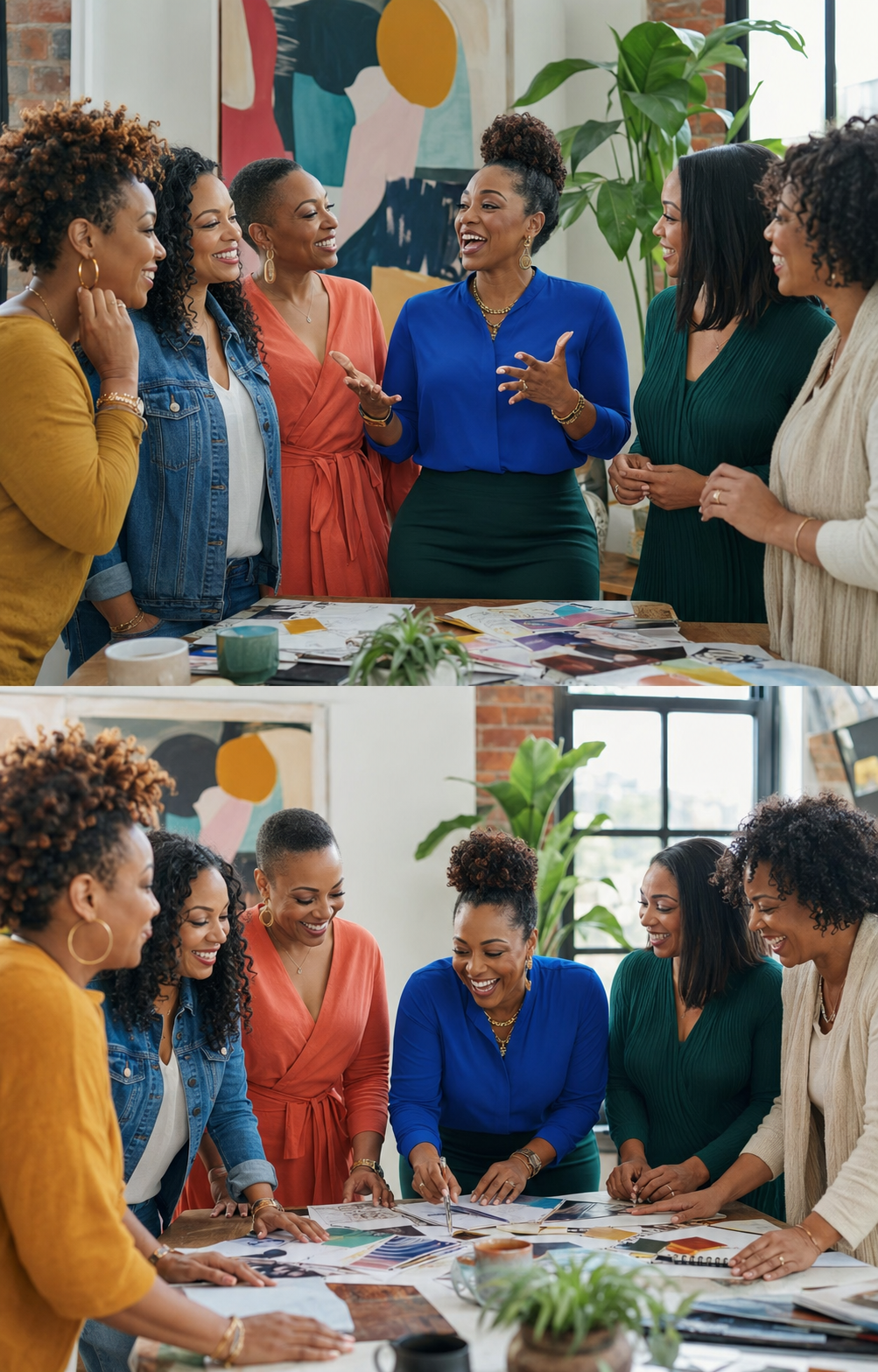 Black women supporting one another during a transformational workshop